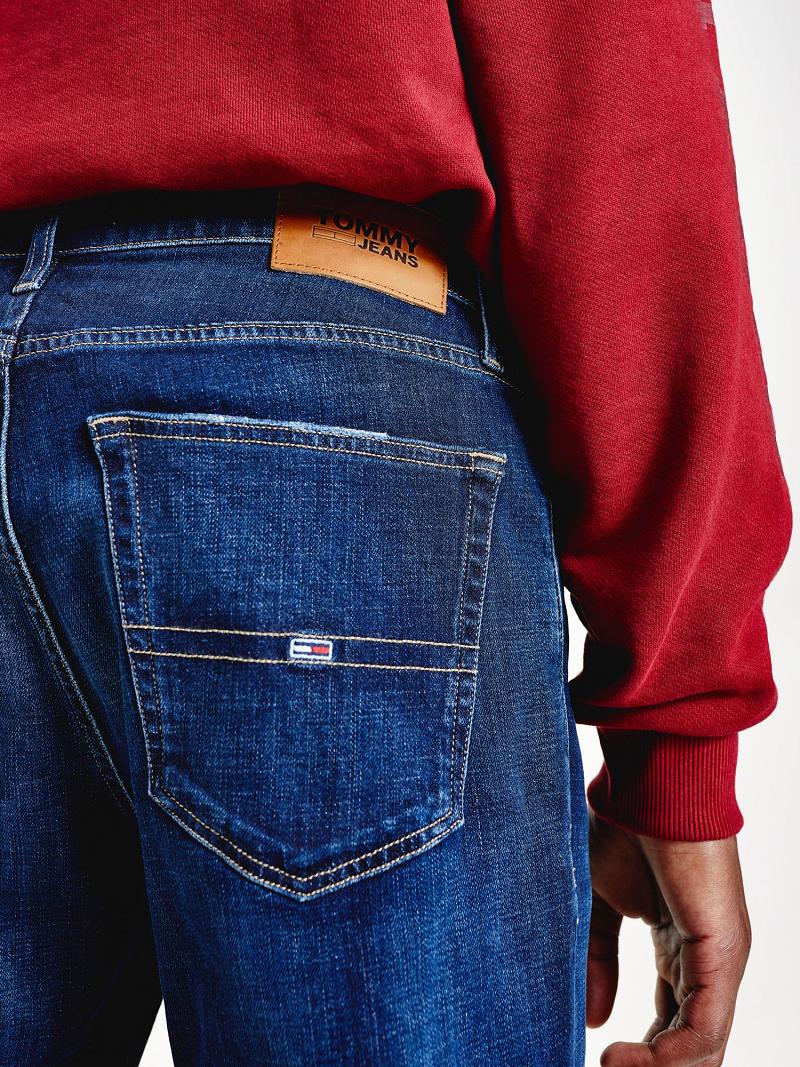 Férfi Tommy Hilfiger Straight fit dark wash Farmer Nadrág Sötétkék | HU 1173PJJ